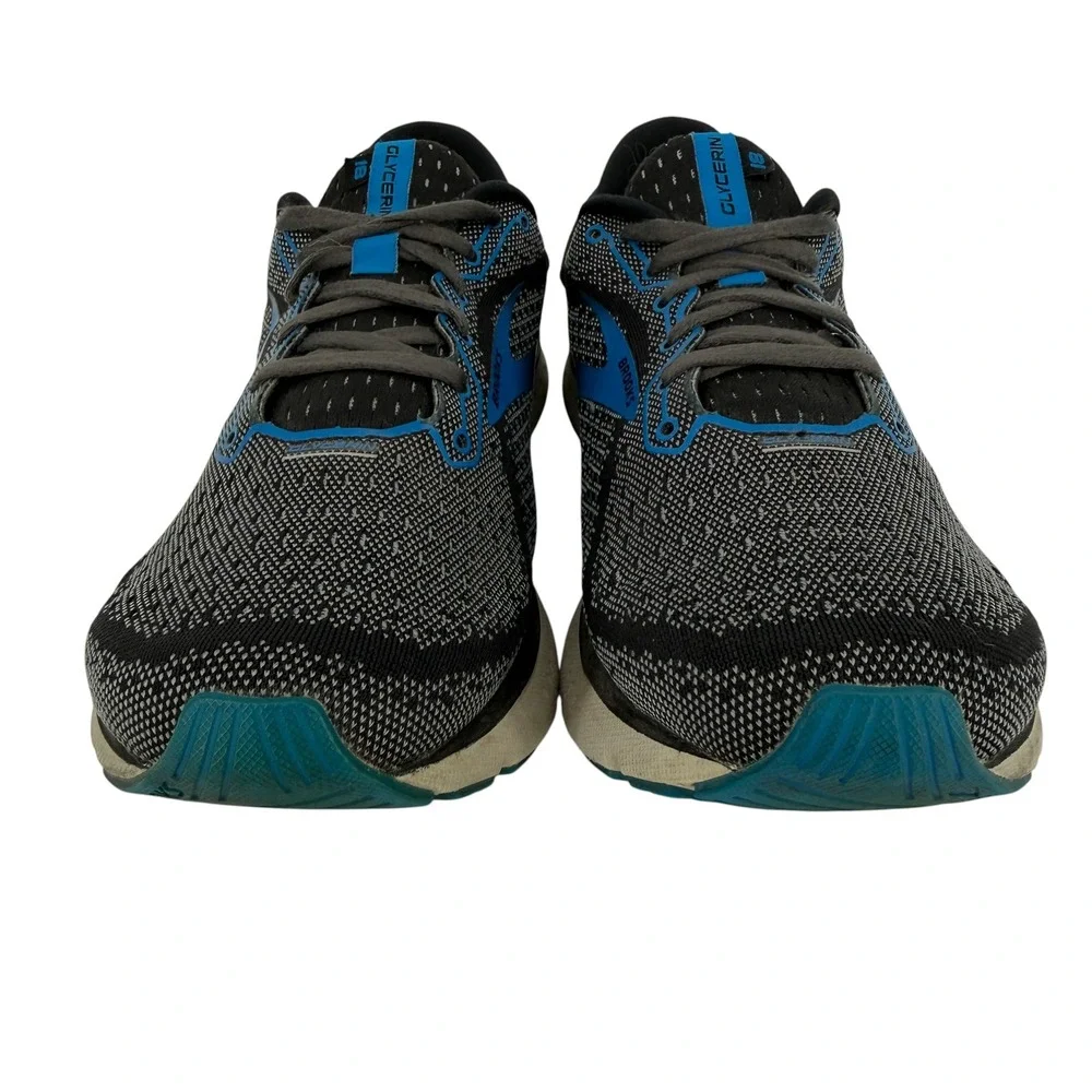 Brooks Glycerin 18 Mens 9 Running Shoes Black Blue Sneakers comfort walking